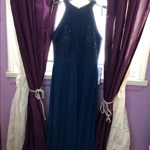 R&M Richards Peacock Blue Maxi Dress- Size 8P